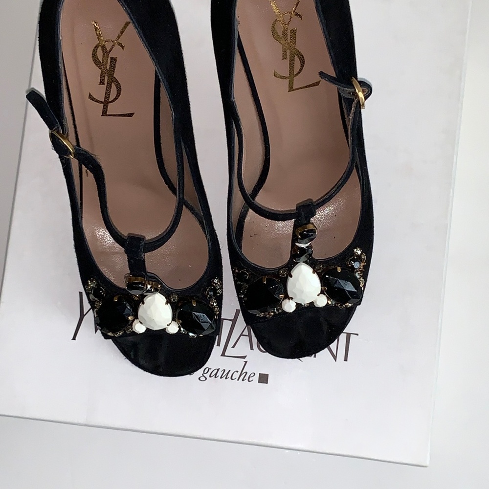 YVES SAINT LAURENT Cabaret Black Suede Size 38 - Picture 5 of 8